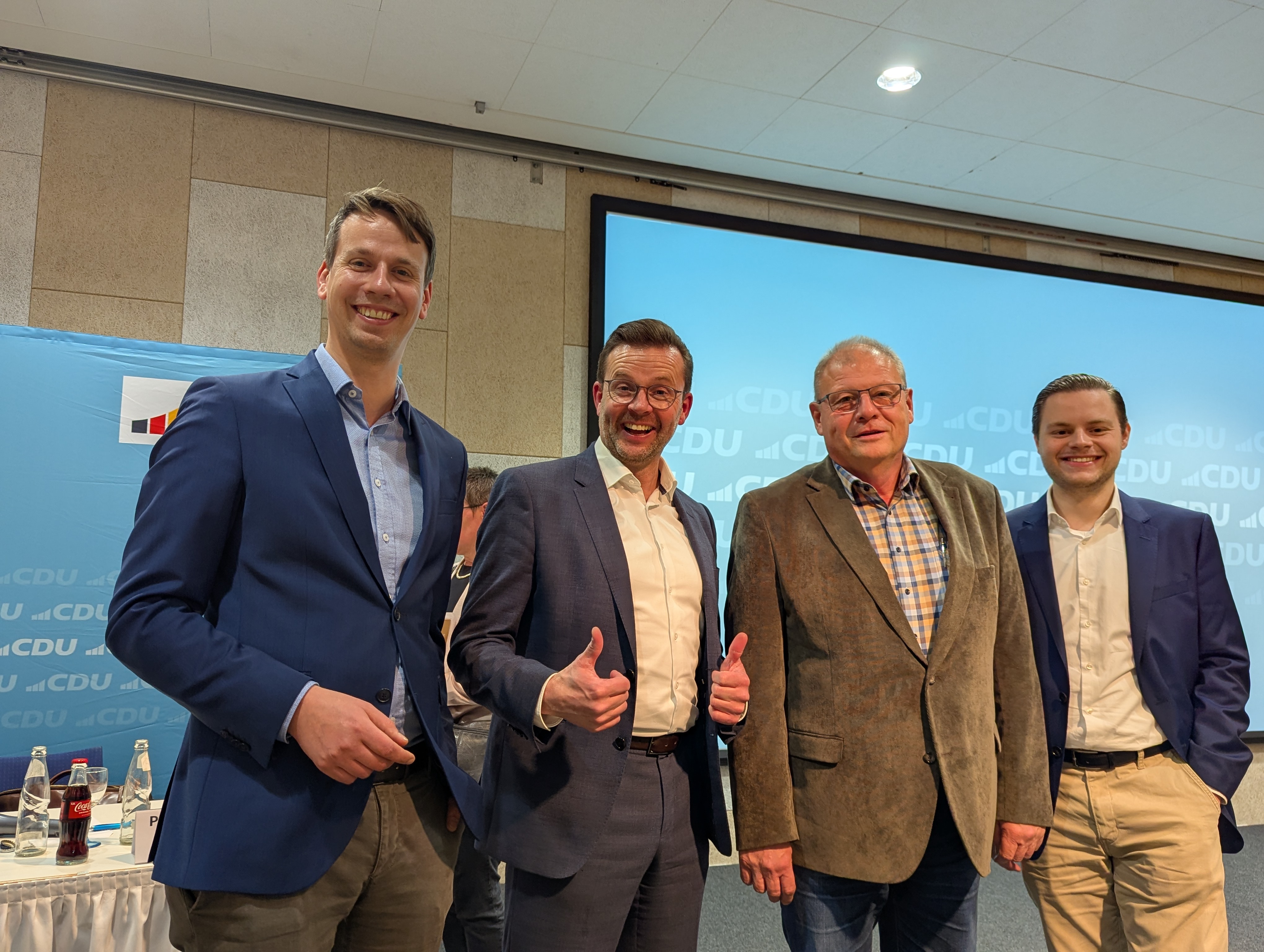 v.l. Maik Dck, Kreisvorsitzender Raphael Tigges, Stefan Burckardt, Tom Cosack 